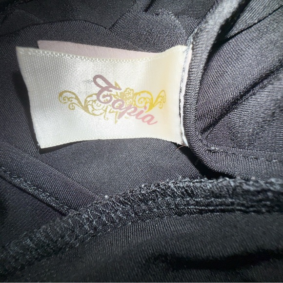 Whimsigoth Black Blouson Tank Top Silver Chain Back Unique Overlap Hem Y2K - Picture 4 of 4